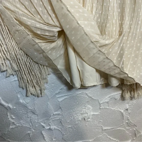 Lulus Ivory Pleated Swiss Dot Midi Skirt Women’s size Small - Picture 9 of 15